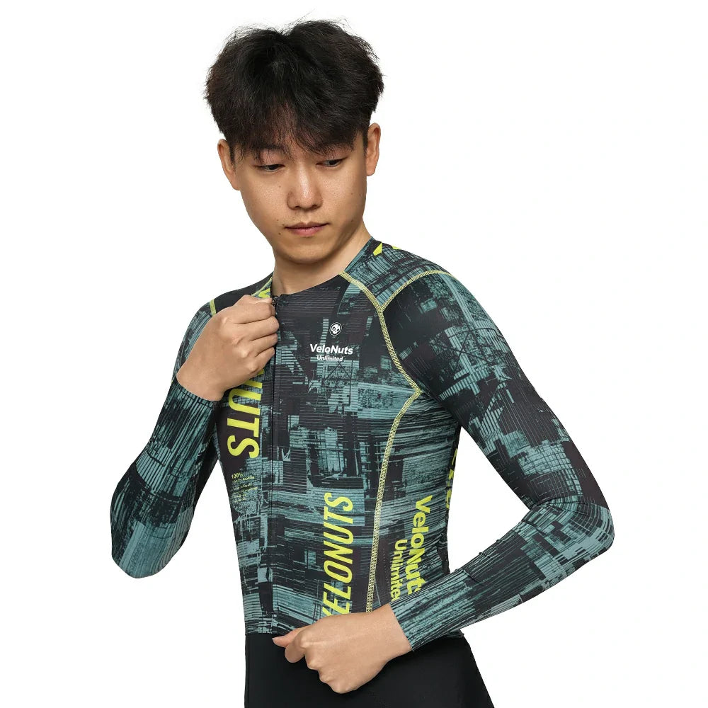 Velonuts Velonuts Męska Koszulka Rowerowa Ultra Short Z Długim Rękawem Zielona Fahrradtrikot