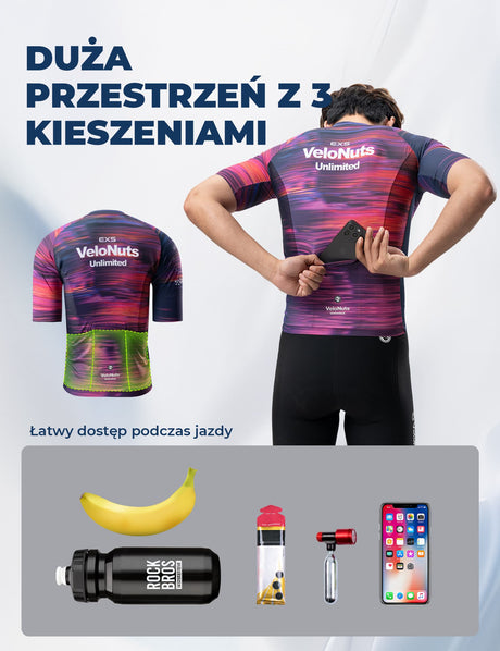 Velonuts Velonuts Męska Koszulka Rowerowa Velonuts Extra Short Krótki Rękaw, Fioletowa Koszulki
