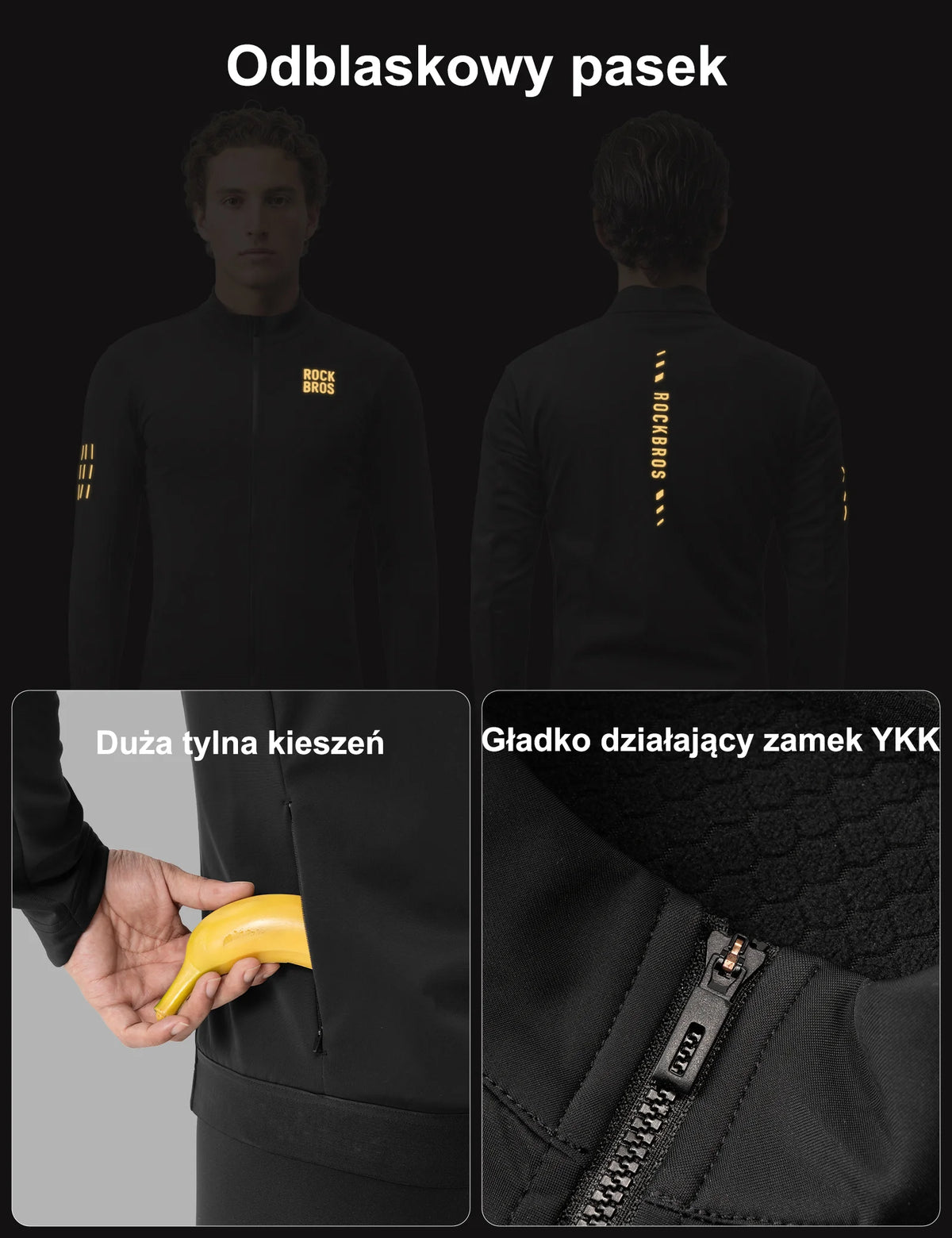 Wiatroszczelna zimowa koszulka rowerowa z długim rękawem i polarem dla kobiet i mężczyzn