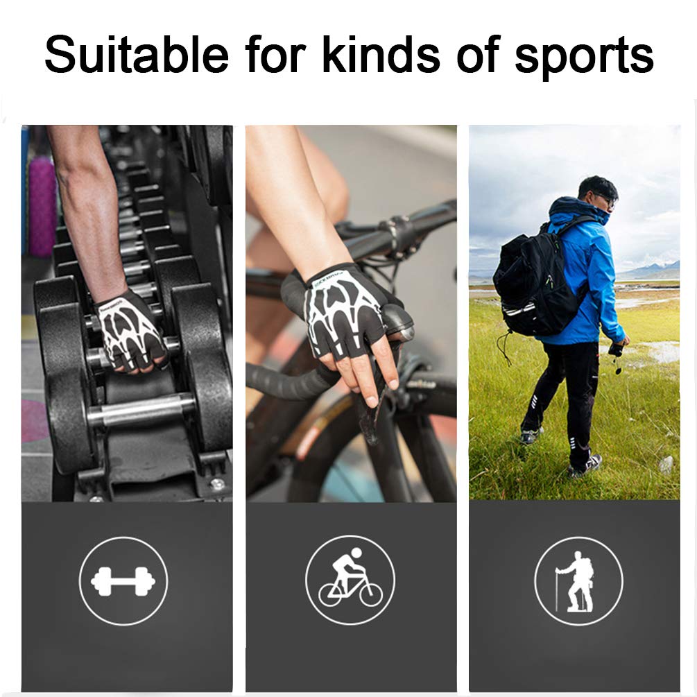 ROCKBROS ROCKBROS Rękawiczki Rowerowe z Połowy Palców Antypoślizgowe Amortyzujące Wstrząsy bez Palców Odblaskowe Jazda na Motocyklu Wędrówki Wędkarstwo Trening Rękawiczki