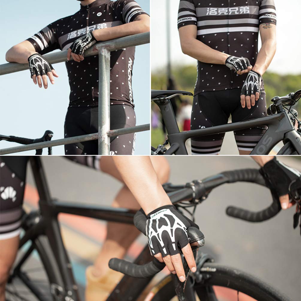 ROCKBROS ROCKBROS Rękawiczki Rowerowe z Połowy Palców Antypoślizgowe Amortyzujące Wstrząsy bez Palców Odblaskowe Jazda na Motocyklu Wędrówki Wędkarstwo Trening Rękawiczki