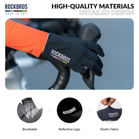 ROCKBROS Road-to-Sky Rękawiczki Kolarskie z Ekranem Dotykowym na Cały Palec Oddychające-TLS001 Rękawiczki