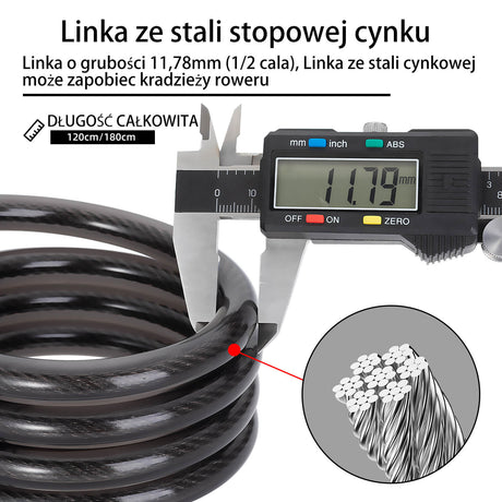 Zapięcie Rowerowe ze Stali Nierdzewnej z Diodą LED