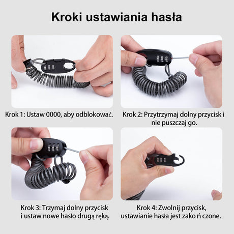 Zapięcie do Kasku Rowerowego Trzycyfrowe Hasło Długość 90cm