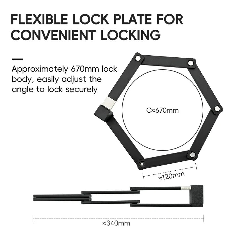 Flexible lock plate with dimensions and text on a white background