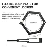 Flexible lock plate with dimensions and text on a white background