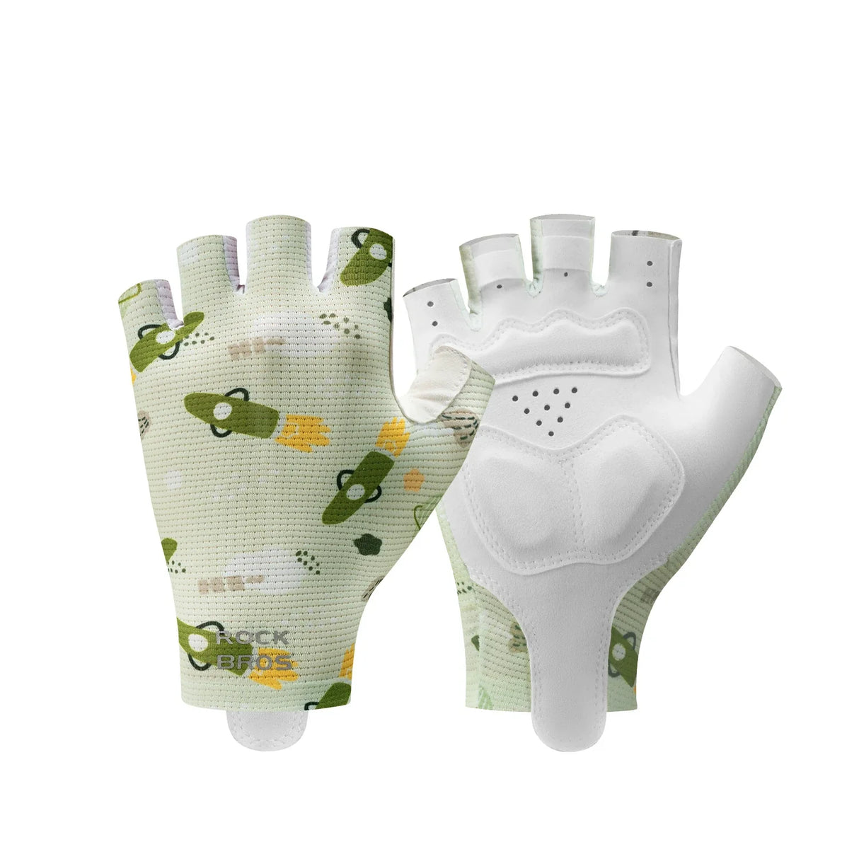 ROCKBROS Rękawiczki Rowerowe Dziecięce Półpalce Z Wkładką SBR - S411 RękawiczkiZielony limonkowy S（Szerokość Dłoni 6.0-6.5）