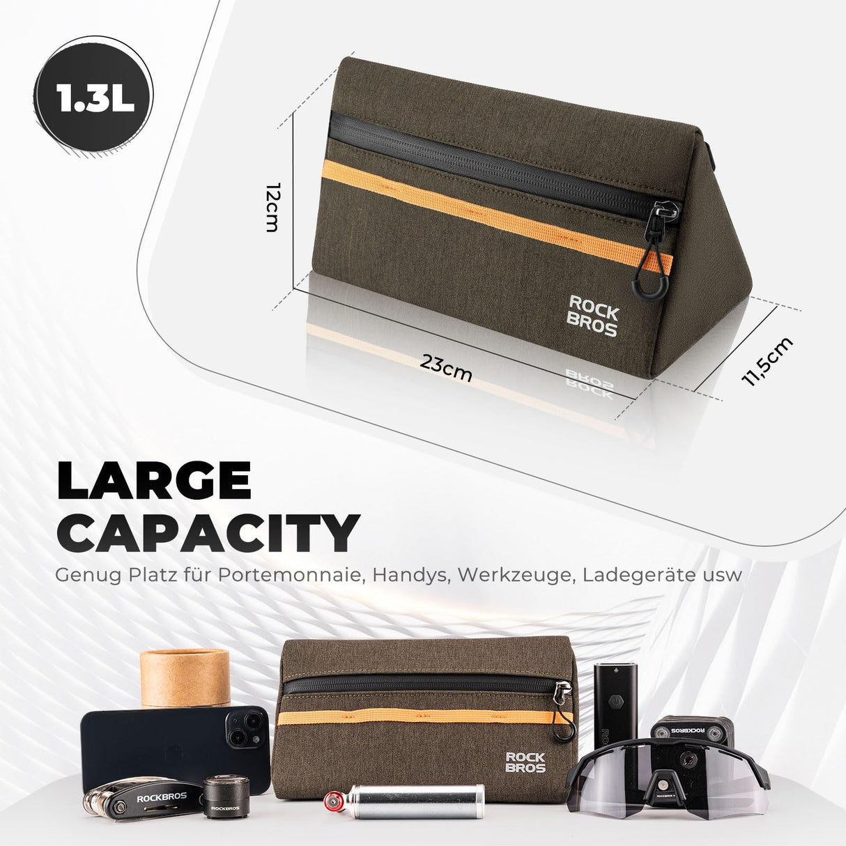 ROCKBROS Torba na Kierownicę Rowerową Odporna na Zużycie 1,3L-W011 Torby na kierownicę