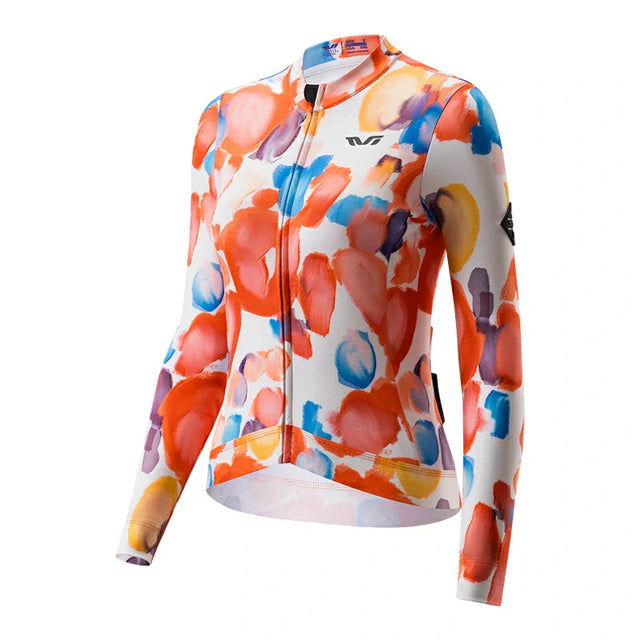ROCKBROS Bielizna Rowerowa Damska Z Polaru Tvi Z Długim Rękawem – Ciepła Koszulka Rowerowa – Pomarańczowa Koszulki