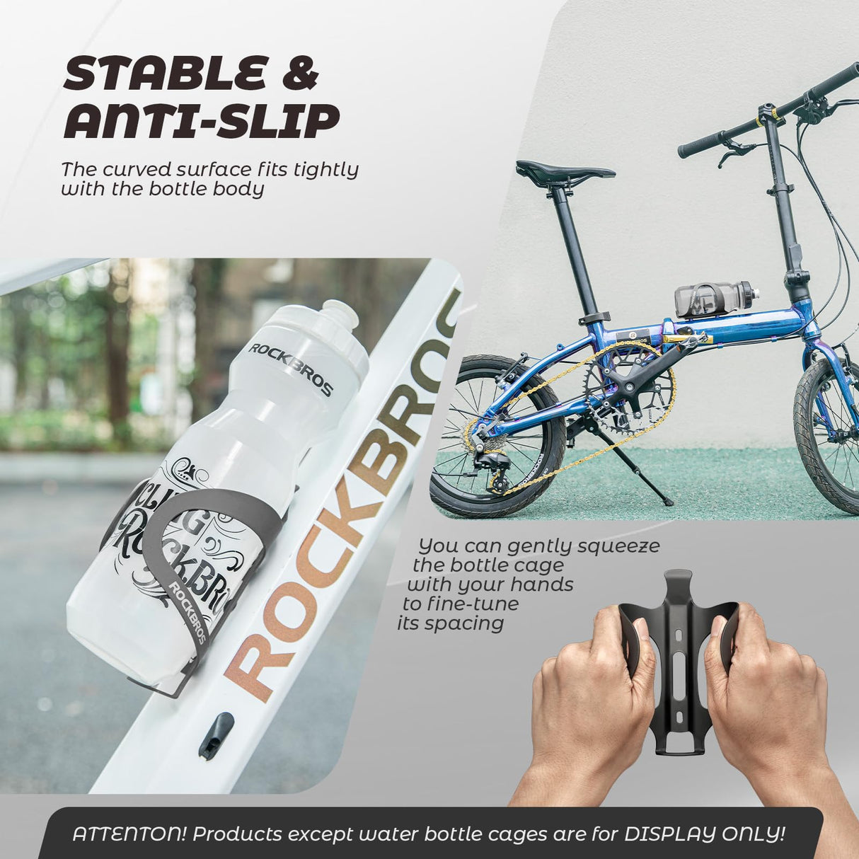 ROCKBROS ROCKBROS Uchwyt na Butelkę, Lekki, Prosta Instalacja, Uniwersalny, na Butelek, Parasol, Puszek, do Więszości Rowerów, Stabliny, Czarny, Niebieski, Czerwony, Zielony Uchwyty na bidon