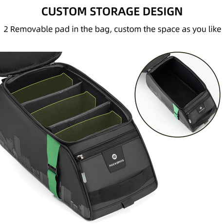 ROCKBROS ROCKBROS Torba na Bagażnik Rowerowy na Tyłu, Duża Pojemność 4 L, Torba Transportowa, Wodoodporna, z Osłoną Przeciwdeszczową, Odblaskowa, Trwała, Zdejmowana przegroda I Paskiem na Ramię Torby na bagażnik