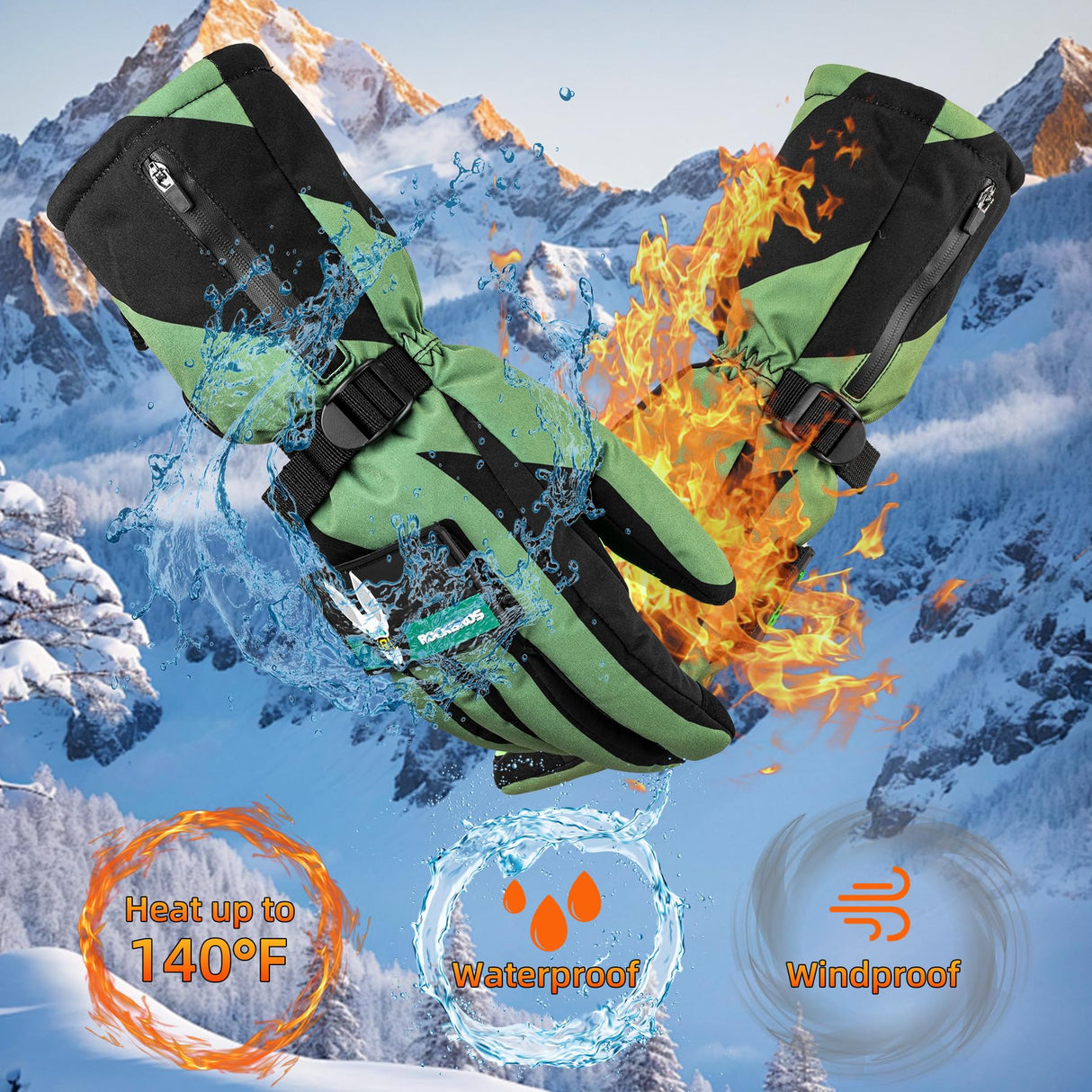 ROCKBROS ROCKBROS Rękawiczki grzewcze akumulatorowe, zimowe ogrzewacze do rąk z ekranem dotykowym dla mężczyzn i kobiet Rękawiczki