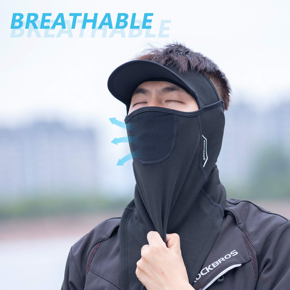 ROCKBROS Zimowa Kominiarka Rowerowa, Kominiarka z Rondem, Wiatroszczelna, Ciepła, Chusta Trójkątna, Ochrona Ust, do Sportów na Świeżym Powietrzu, Jazdy na Rowerze, Motocyklu, Jazdy na Nartach Kominiarki