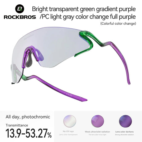 Photochromic Cycling Sunglasses with UV400 Protection#Color_Purple