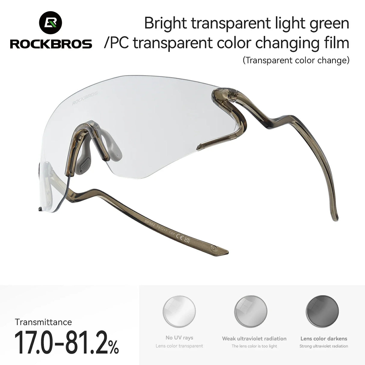 Photochromic Cycling Sunglasses with UV400 Protection#Color_Black