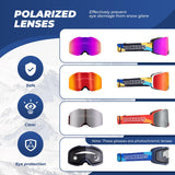 ROCKBROS ROCKBROS Okulary Narciarskie Gogle, Polaryzacyjne, Przeciwmgielne, Jasne i Szerokie Widzenia, Niełatwe do Złamania, Regulowany Pałąk, Wygodne, Uniwersalne, Niebieski Gogle narciarskie