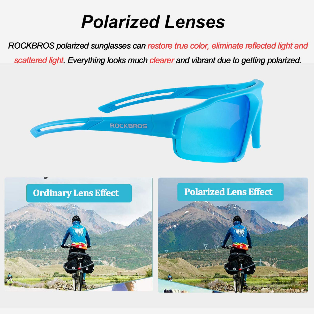 ROCKBROS ROCKBROS Sportowe Okulary Przeciwsłoneczne, Fotochromowe, Okulary Rowerowe z Ochroną UV400, Okulary Rowerowe do Aktywności na Świeżym Powietrzu,Jazda na Rowerze, Jazda Samochodem, Golf, Unisex Rękawiczki