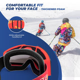 ROCKBROS ROCKBROS Okulary Narciarskie Gogle, Polaryzacyjne, Przeciwmgielne, Jasne i Szerokie Widzenia, Niełatwe do Złamania, Regulowany Pałąk, Wygodne, Uniwersalne, Niebieski Gogle narciarskie