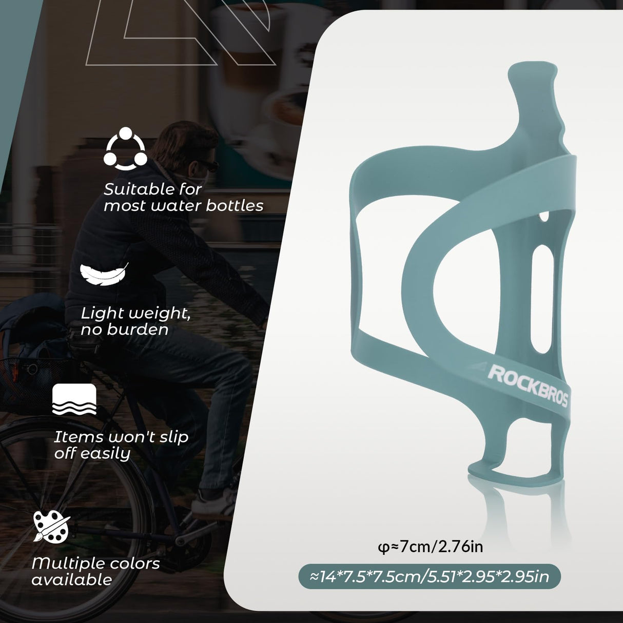 ROCKBROS ROCKBROS Uchwyt na Butelkę, Lekki, Prosta Instalacja, Uniwersalny, na Butelek, Parasol, Puszek, do Więszości Rowerów, Stabliny, Czarny, Niebieski, Czerwony, Zielony Uchwyty na bidon