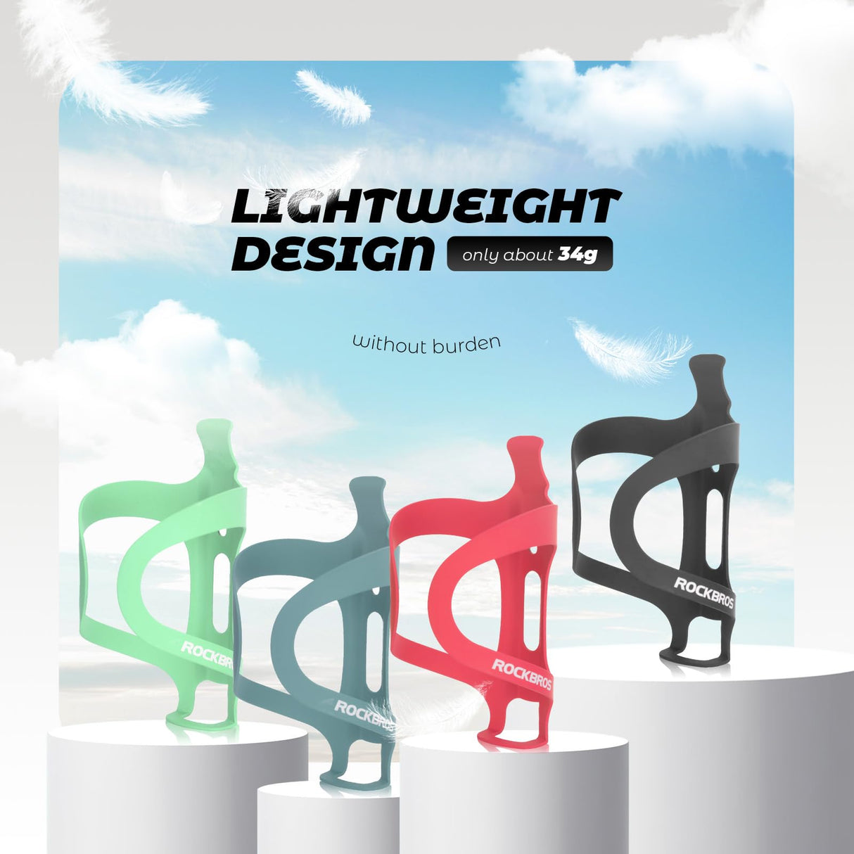 ROCKBROS ROCKBROS Uchwyt na Butelkę, Lekki, Prosta Instalacja, Uniwersalny, na Butelek, Parasol, Puszek, do Więszości Rowerów, Stabliny, Czarny, Niebieski, Czerwony, Zielony Uchwyty na bidon