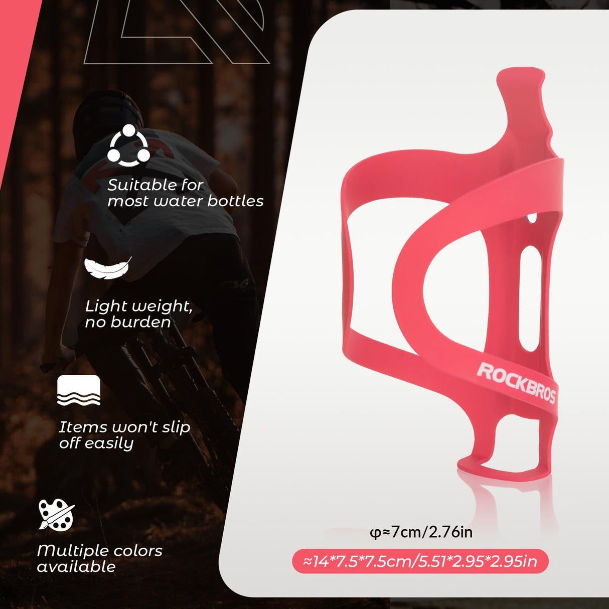ROCKBROS ROCKBROS Uchwyt na Butelkę, Lekki, Prosta Instalacja, Uniwersalny, na Butelek, Parasol, Puszek, do Więszości Rowerów, Stabliny, Czarny, Niebieski, Czerwony, Zielony Uchwyty na bidon