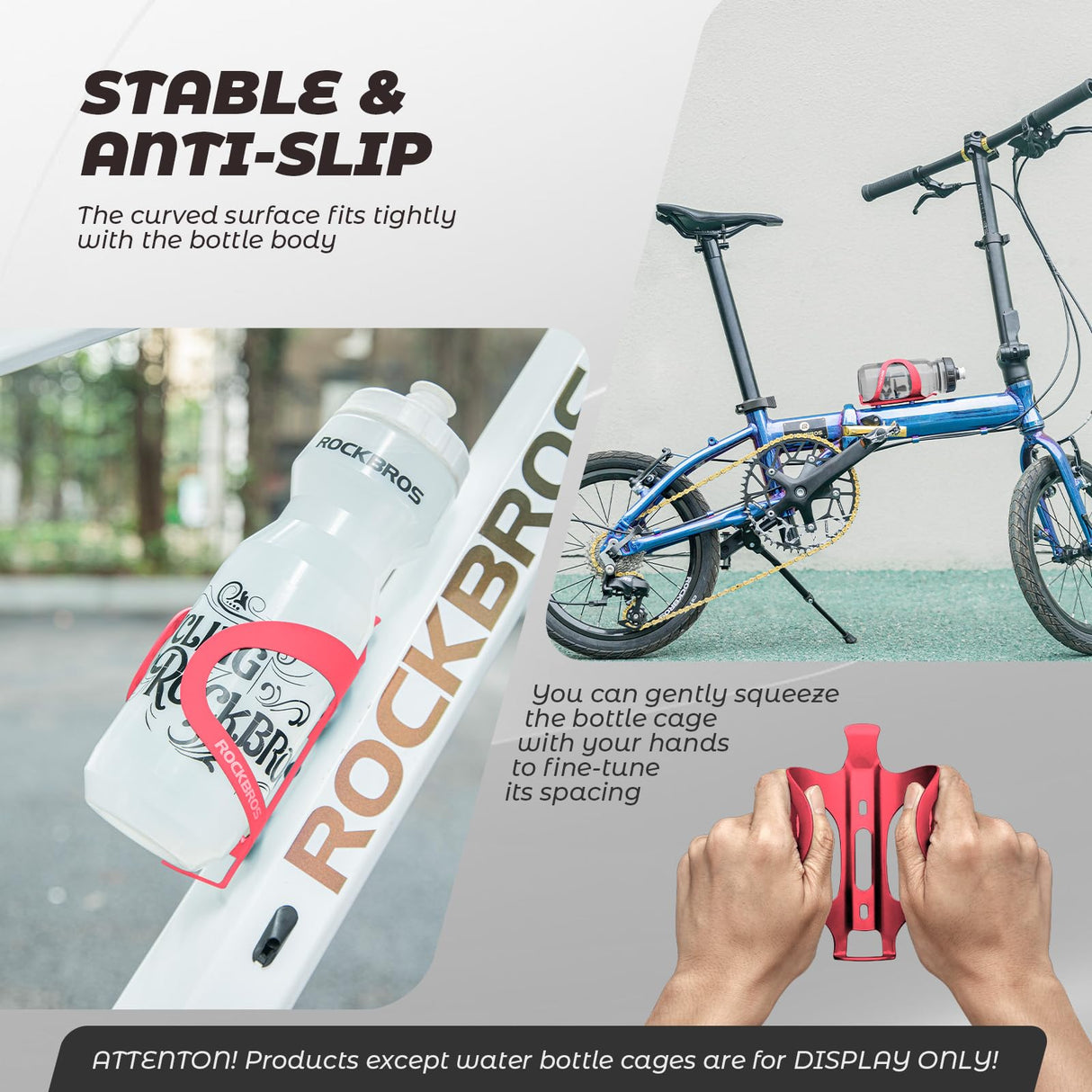 ROCKBROS ROCKBROS Uchwyt na Butelkę, Lekki, Prosta Instalacja, Uniwersalny, na Butelek, Parasol, Puszek, do Więszości Rowerów, Stabliny, Czarny, Niebieski, Czerwony, Zielony Uchwyty na bidon