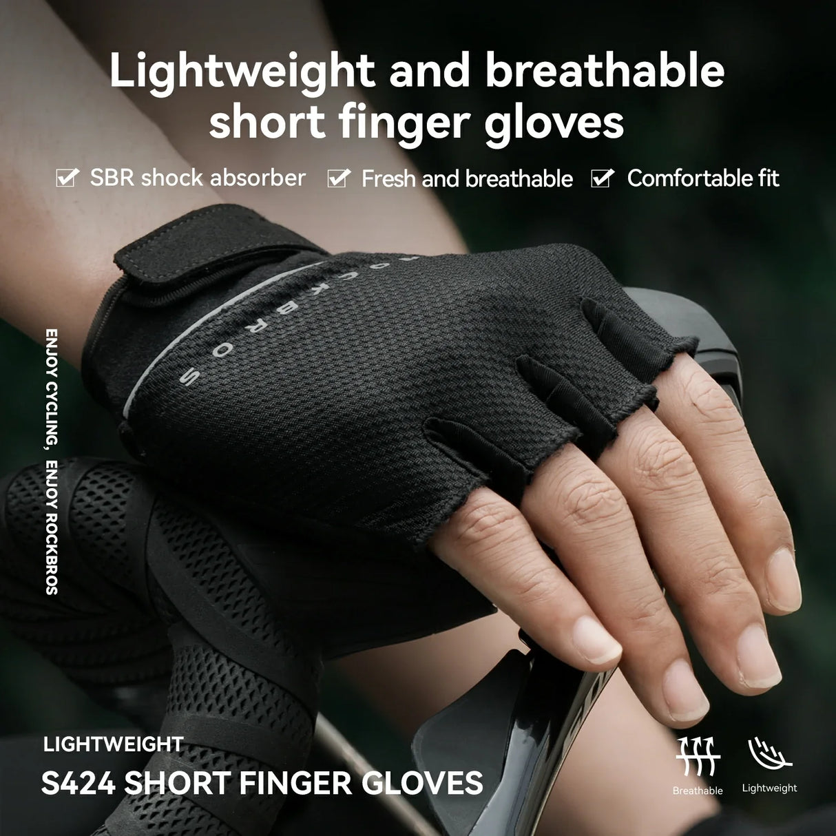 ROCKBROS S424 Half Finger Bike Gloves Breathable Cycling Gloves