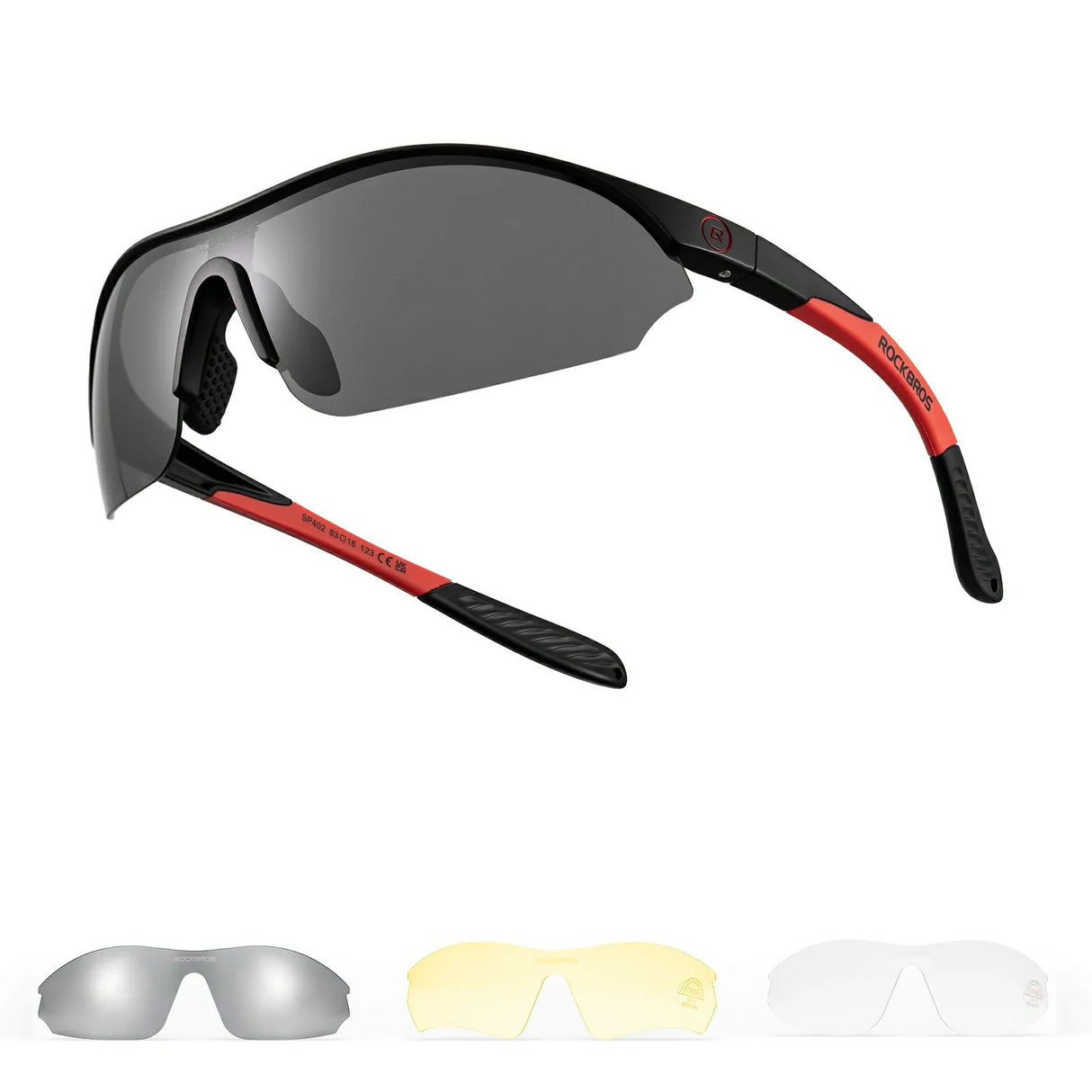 ROCKBROS Lekkie Okulary Sportowe z 3 Wymiennymi Soczewkami – SP402 Okulary i gogleCzarny