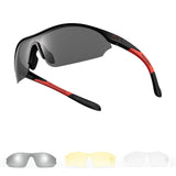 ROCKBROS Lekkie Okulary Sportowe z 3 Wymiennymi Soczewkami – SP402 Okulary i gogleCzarny