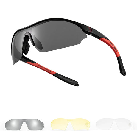 ROCKBROS Lekkie Okulary Sportowe z 3 Wymiennymi Soczewkami – SP402 Okulary i gogleCzarny