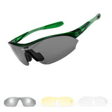 Sports Cycling Sunglasses with 3 Interchangeable#Color_Green