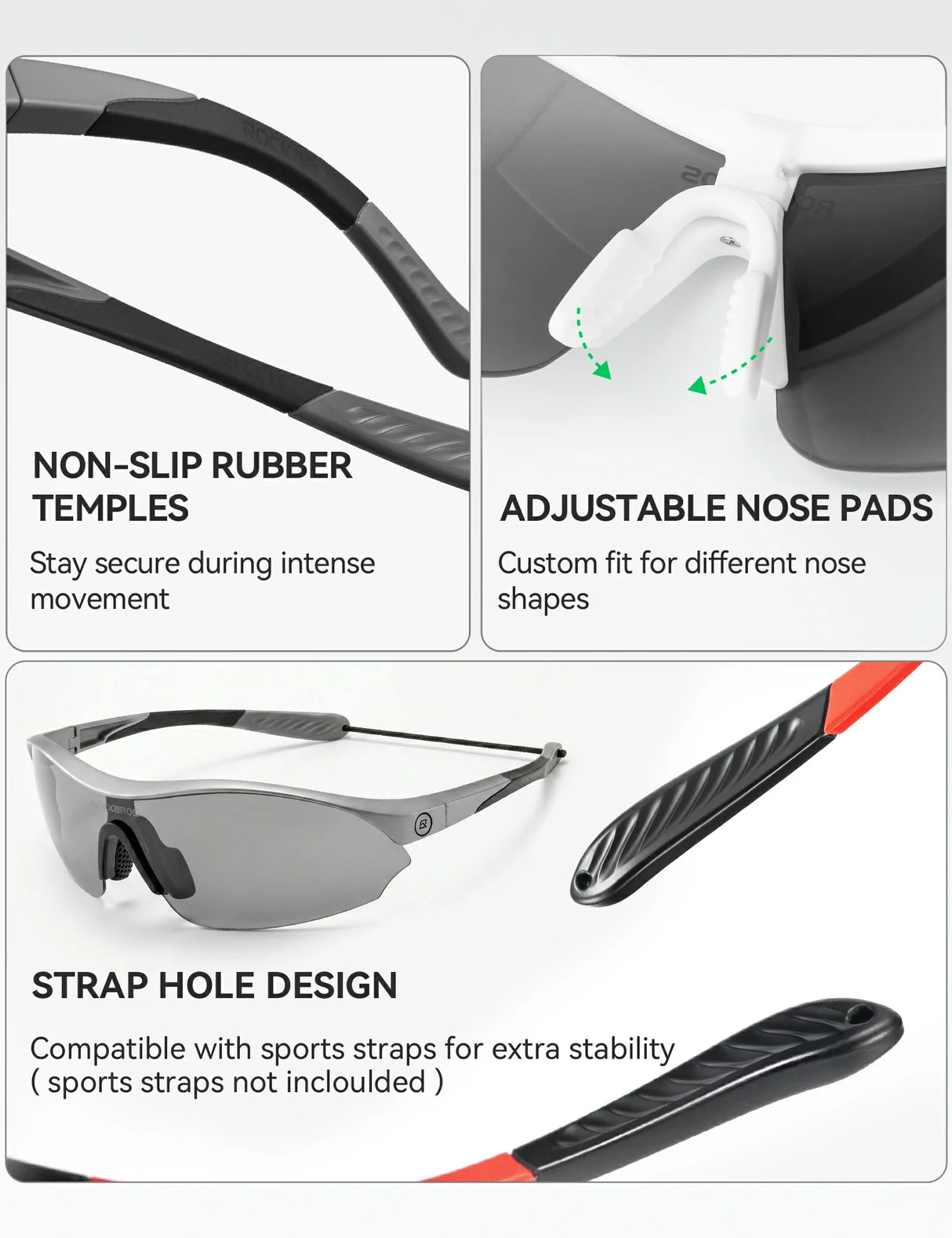 ROCKBROS Lekkie Okulary Sportowe z 3 Wymiennymi Soczewkami – SP402 Okulary i gogle