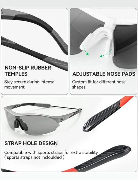 ROCKBROS Lekkie Okulary Sportowe z 3 Wymiennymi Soczewkami – SP402 Okulary i gogle