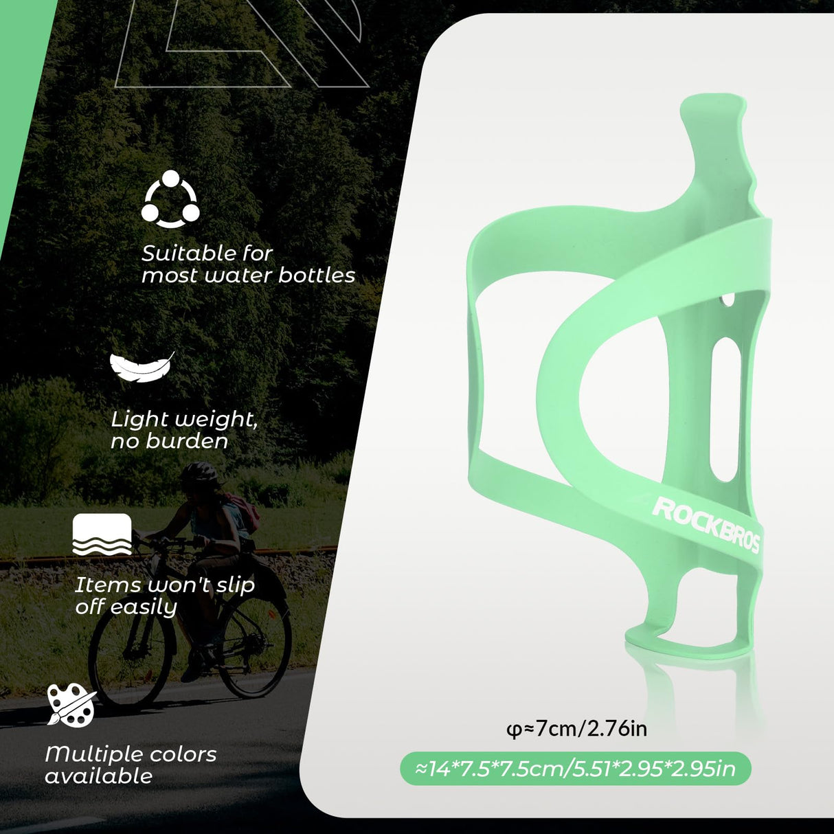 ROCKBROS ROCKBROS Uchwyt na Butelkę, Lekki, Prosta Instalacja, Uniwersalny, na Butelek, Parasol, Puszek, do Więszości Rowerów, Stabliny, Czarny, Niebieski, Czerwony, Zielony Uchwyty na bidon