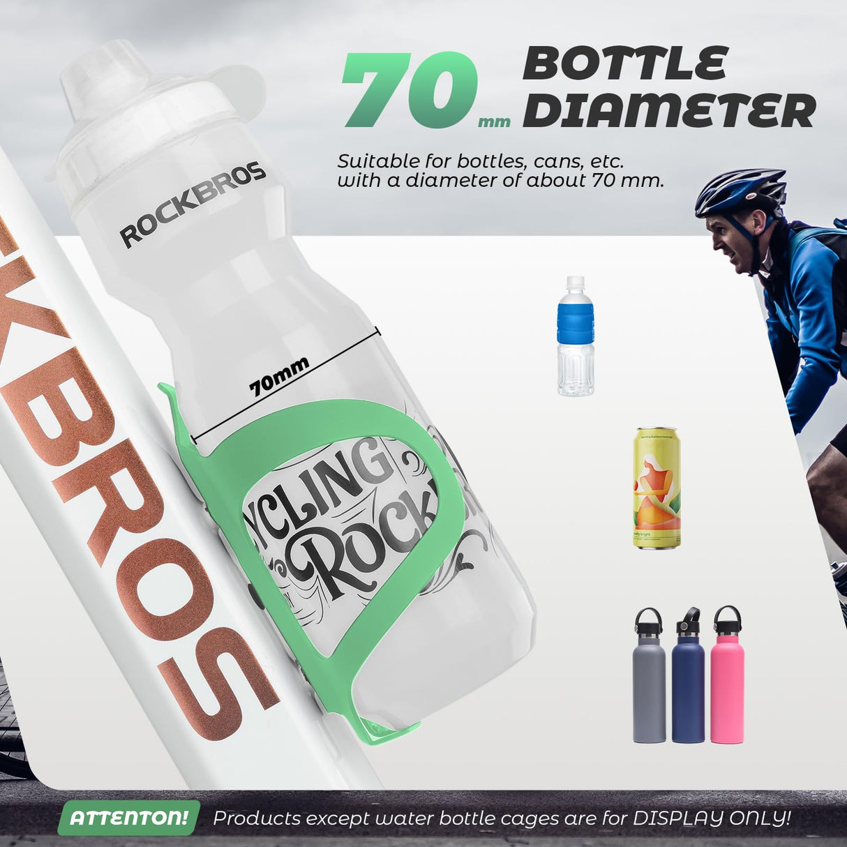 ROCKBROS ROCKBROS Uchwyt na Butelkę, Lekki, Prosta Instalacja, Uniwersalny, na Butelek, Parasol, Puszek, do Więszości Rowerów, Stabliny, Czarny, Niebieski, Czerwony, Zielony Uchwyty na bidon