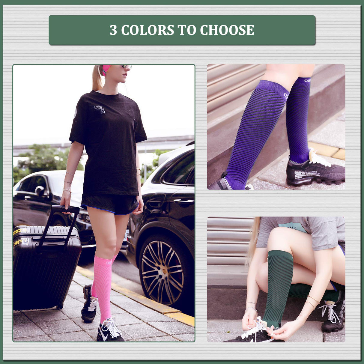 ROCKBROS ROCKBROS Pończochy Uciskowe Skarpety Sportowe, dla Kobiet i Mężczyzn, Zielone, Rozmiar S, do Biegania， Gra w Piłkę Nożną, Jazdy na rowerze, Turystyki Piesza itd. Skarpetka