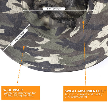 ROCKBROS ROCKBROS Kapelusz Przeciwsłoneczny, Ochrona przed Promieniowaniem UV, Składany, Outdoorowy Kapelusz na Wędrówki, Kapelusz Wędkarski, Kapelusz Ogrodowy, Kapelusz Moro, Damski Męski Czapki