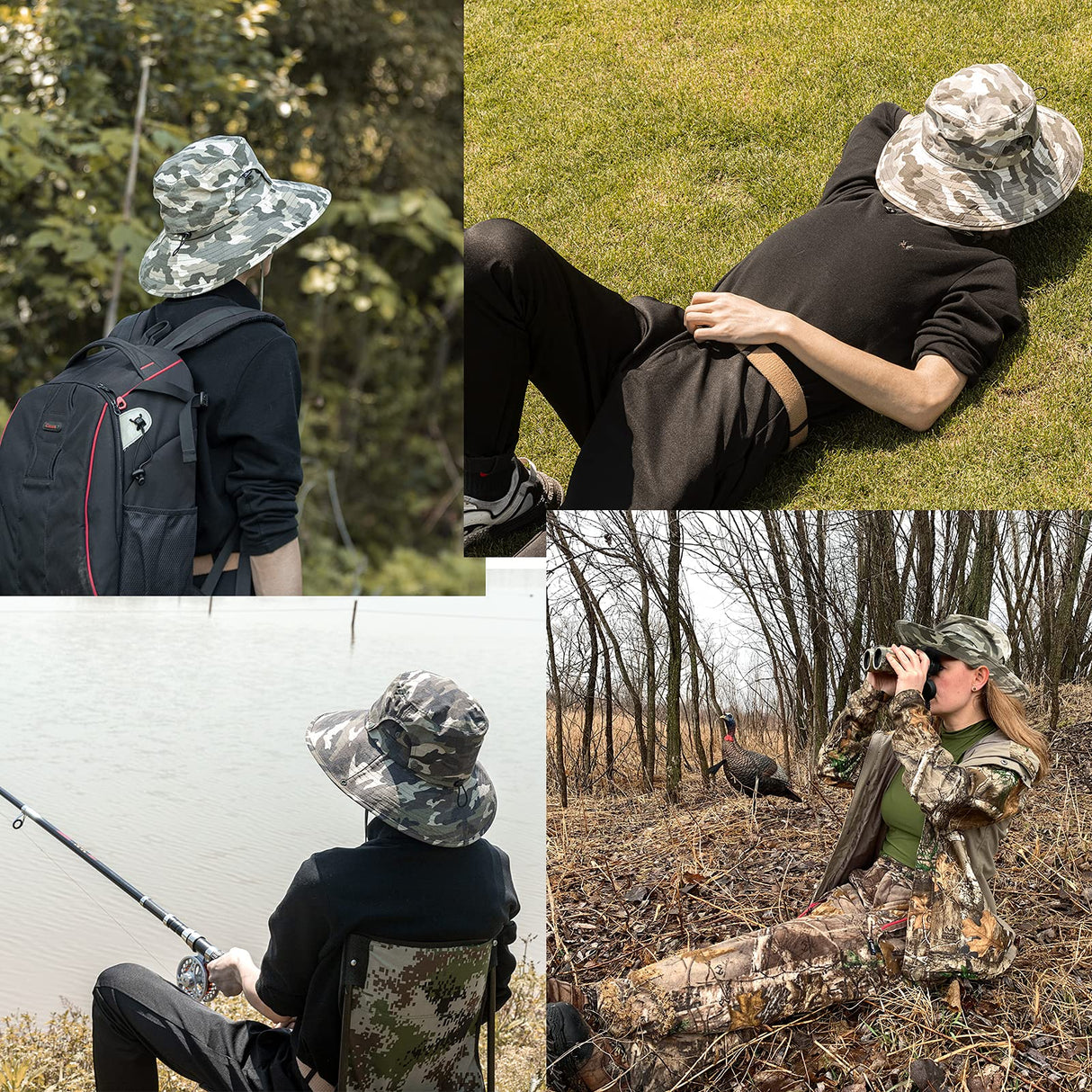 ROCKBROS ROCKBROS Kapelusz Przeciwsłoneczny, Ochrona przed Promieniowaniem UV, Składany, Outdoorowy Kapelusz na Wędrówki, Kapelusz Wędkarski, Kapelusz Ogrodowy, Kapelusz Moro, Damski Męski Czapki