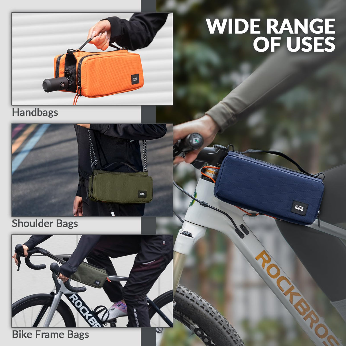 ROCKBROS Torba na Ramę Roweru Torba do Przechowywania Ramy z Paskiem na Ramię-071 Torby na kierownicę